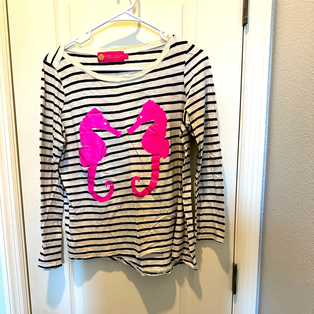 Black white stripe Hot pink seahorse